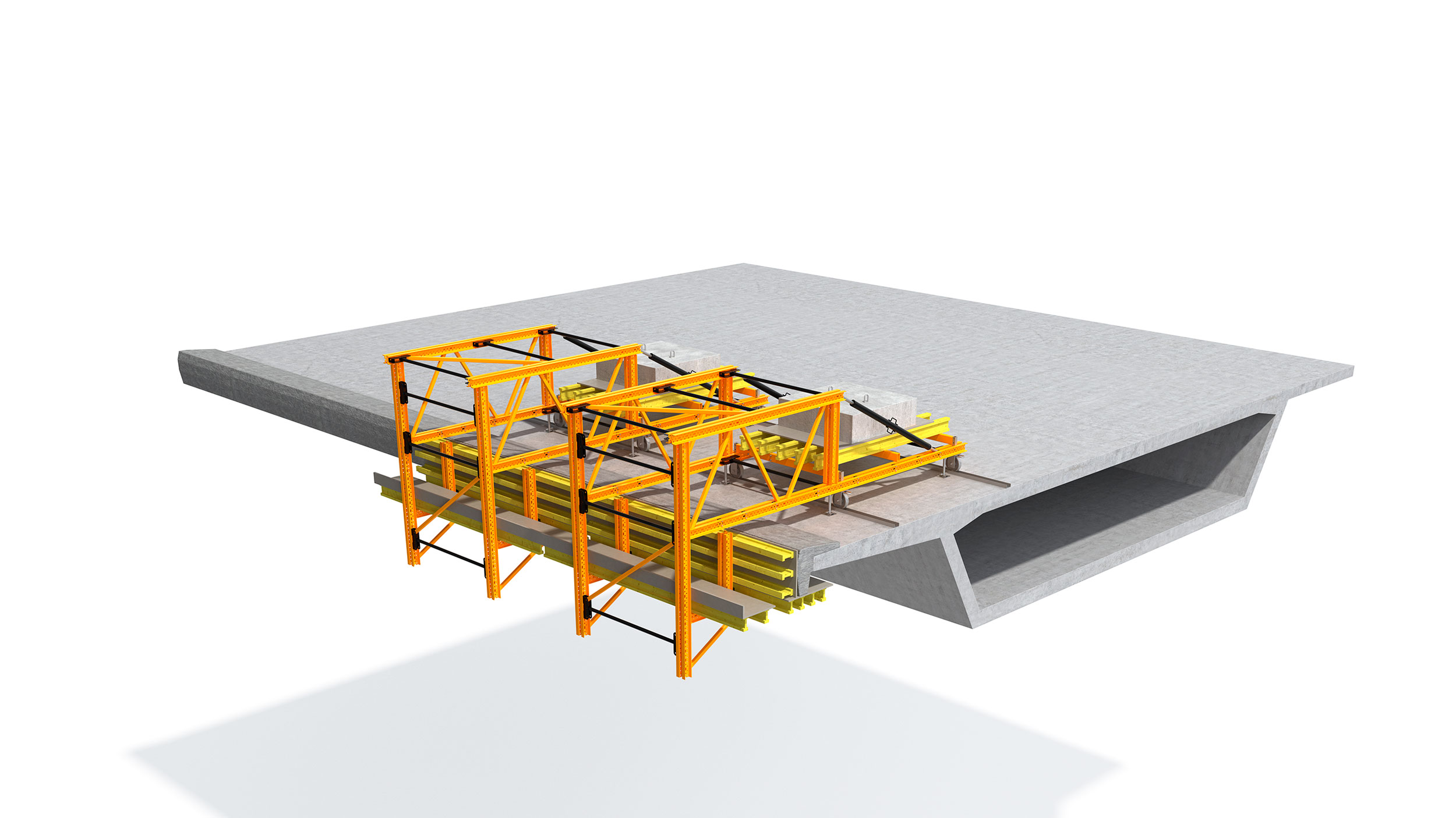 Cantilever system mainly focused towards the construction of protection parapets on bridges. Highlights: lightweight solution. Allows quick work cycles.