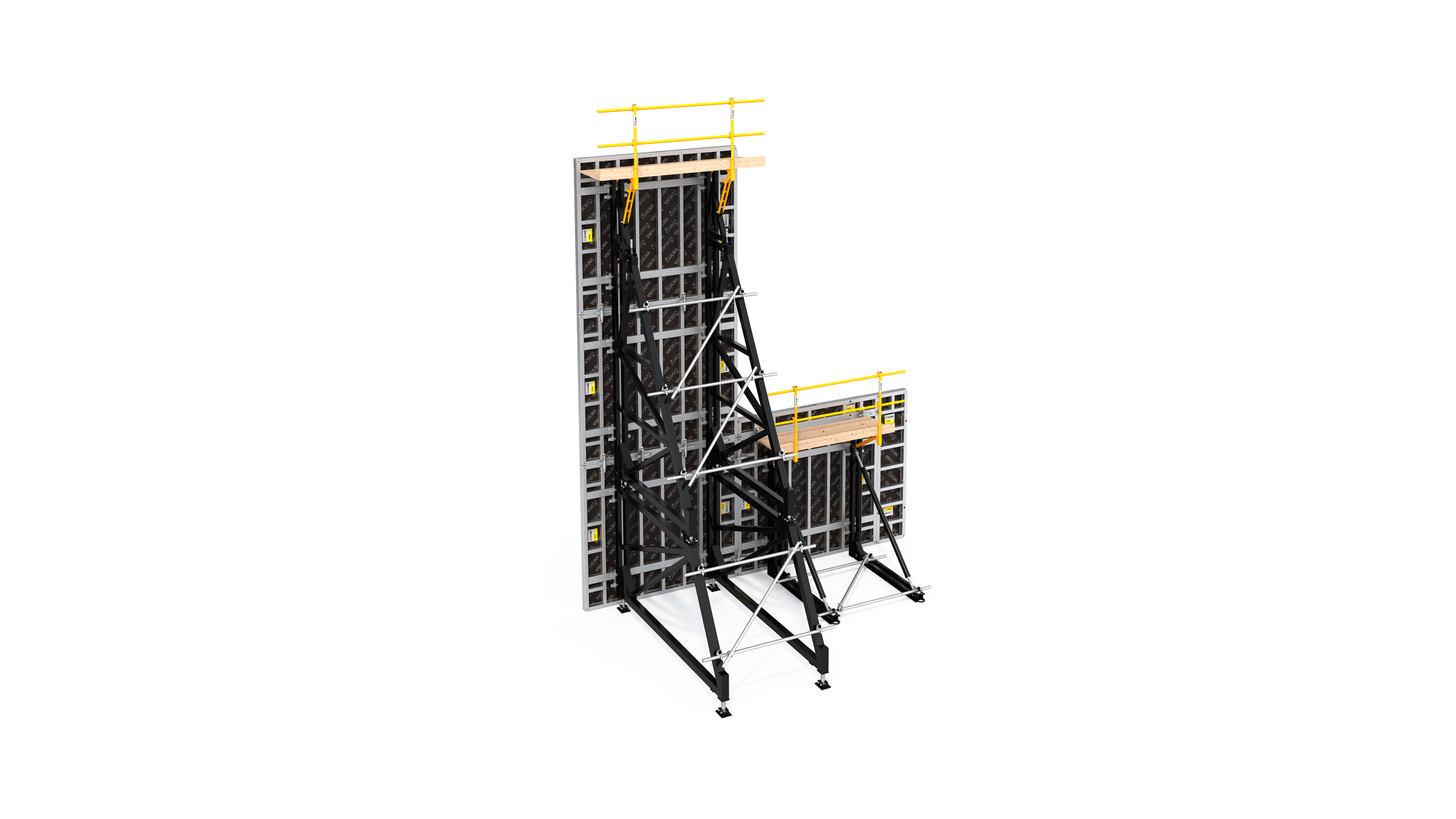 Frame based wall formwork for the construction of single-sided walls. Compatible with all ULMA wall panels.