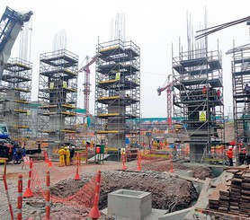 Scaffolding towers for pouring columns