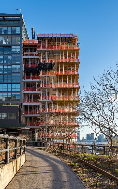 A geometrically unique office building, overlooking the Hudson River in Manhattan