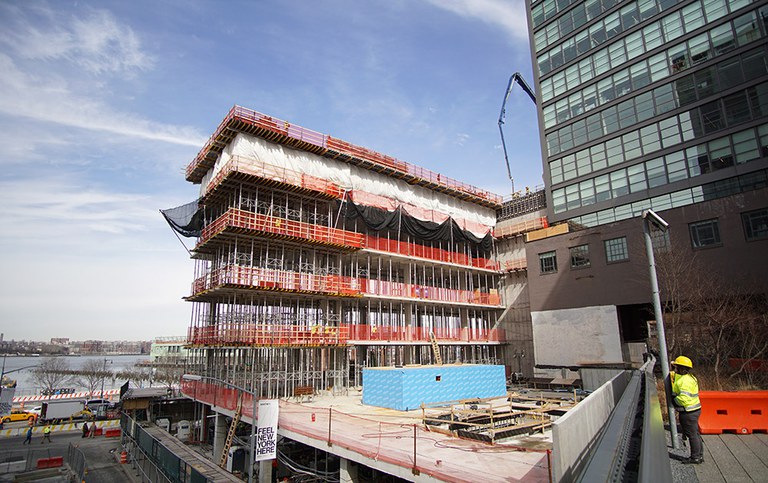 A geometrically unique office building, overlooking the Hudson River in Manhattan