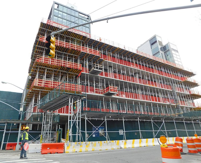 A geometrically unique office building, overlooking the Hudson River in Manhattan