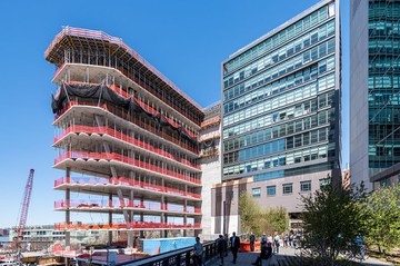 A geometrically unique office building, overlooking the Hudson River in Manhattan