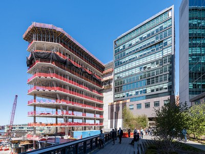 A geometrically unique office building, overlooking the Hudson River in Manhattan